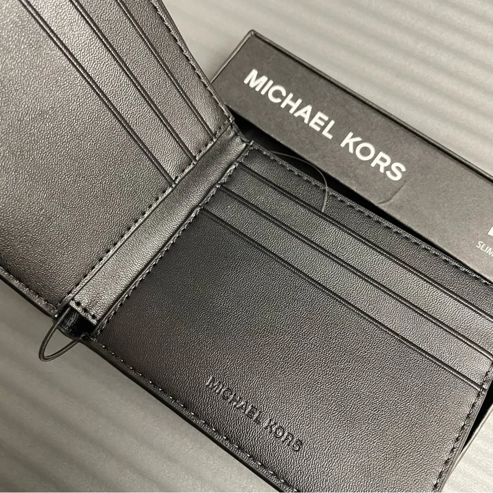 Michael Kors ADMRL/PLBLUE Slim Billfold Wallet New 6 Card Slots Luxury Gift - Picture 11 of 17